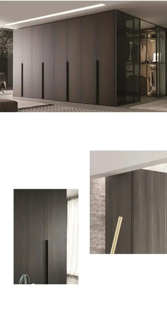 Professional Wholesale Luxury Classic Grey-Black Simple Design Wooden  Wardrobe