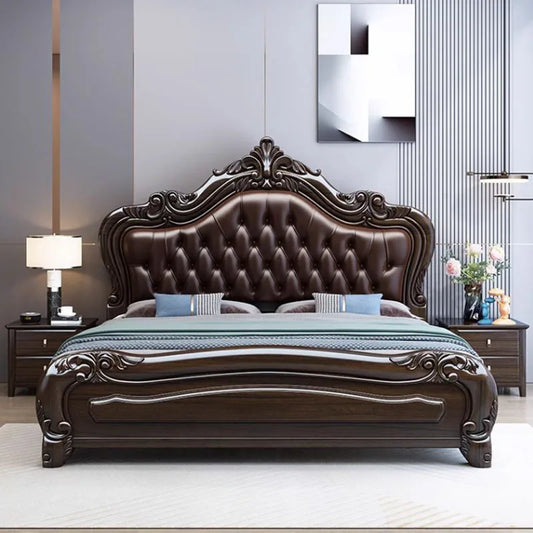 Wood Unique Aesthetic Double Bed King Size Master Modern Bedroom Double Bed Luxury Frame Letto Matrimoniale Home Furniture