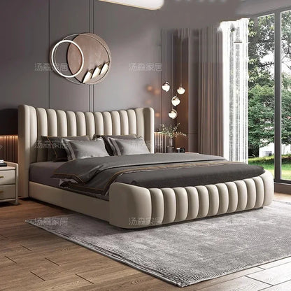 Nordic Wood Couple Bed Queen Size Multifonction Modern Lounge Bedroom Bed Storage Space Camas De Casal De Luxo Home Furniture