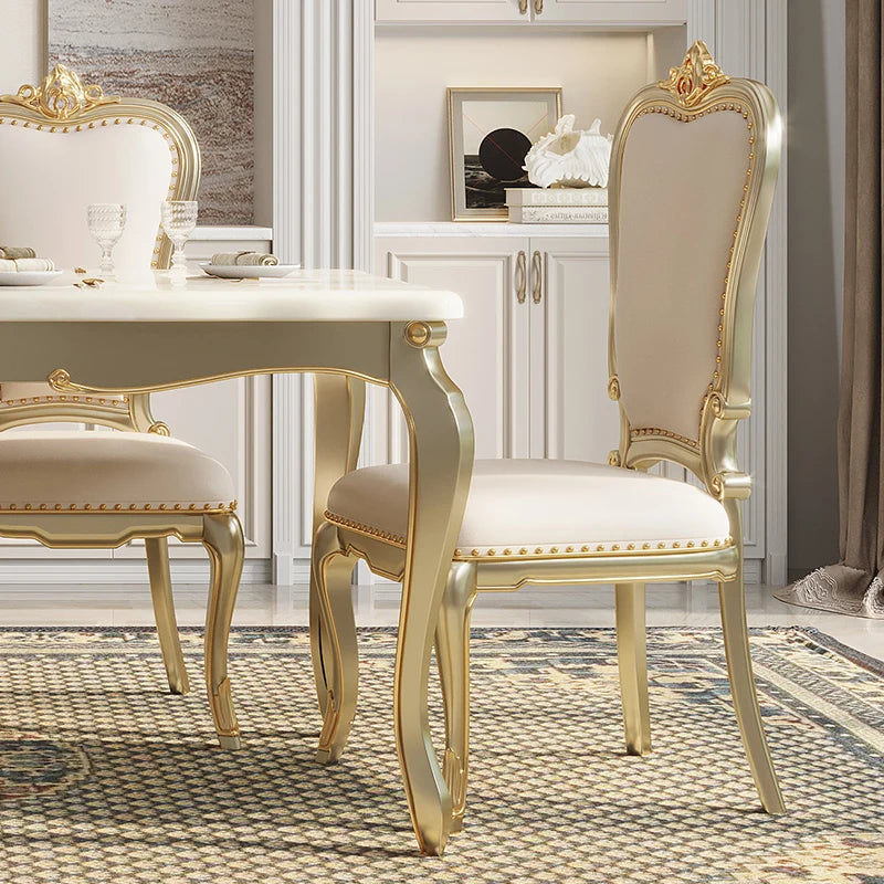 American luxury dining table European restaurant Rectangular high-end luxury dining table and chair combination