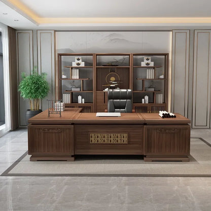 Boss  Executive Desk Chair Combination Solid Wood Atmospheric President Ugyen Wood office furniture