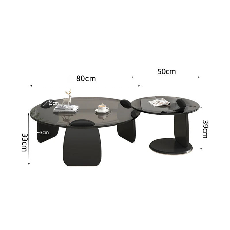 Glass Coffee Table Set Light Luxury Modern Minimalist Minimalist Creative Sofa Living Room Household Round Side Table New