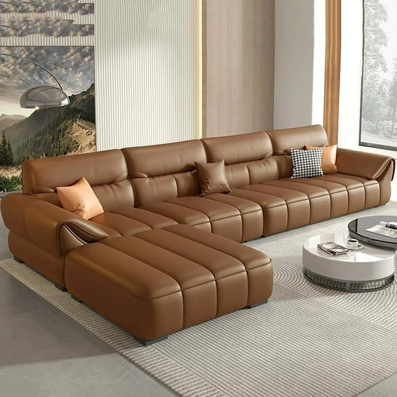 Nordic Minimalist Sofa Genuine Leather Luxury Modern Modular Sofa Living Room Lounge Kanapy I Sofy Do Salony Home Decor