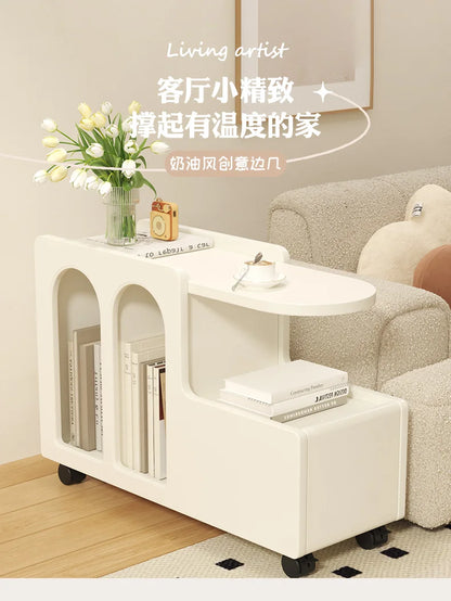 White Storage Coffee Table Simple Pulley Living Room Side Cabinet Nordic Sofa Move Tables Coffe Table Stolik Kawowy Furnitures