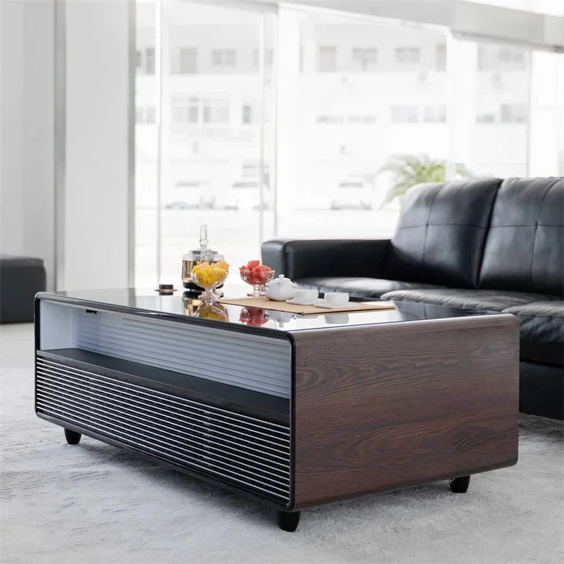 Smart Coffee Table with Dual Door Refrigerator Multifunctional Modern Furniture