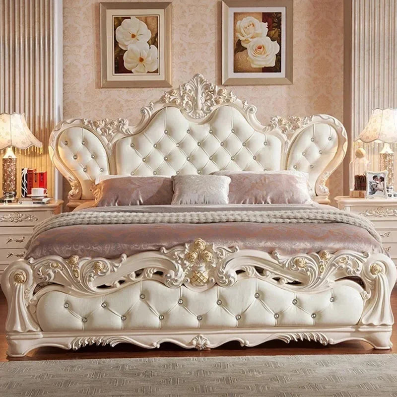 Nordic modern Luxury Bed master queen King Modern salon Bed Wood bedroom Leather Letto Matrimoniale Multifunzione Furniture