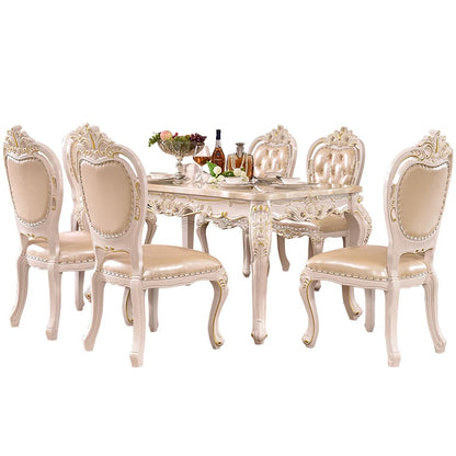 European marble dining table and chair combination of carved solid wood dining room dining table home rectangular dining table