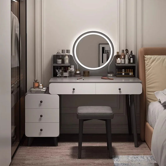 Light Grey Dressing Table Mirror Organizer Luxury European Dressing Table Girls European Tocador Mueble Maquillaje Furniture