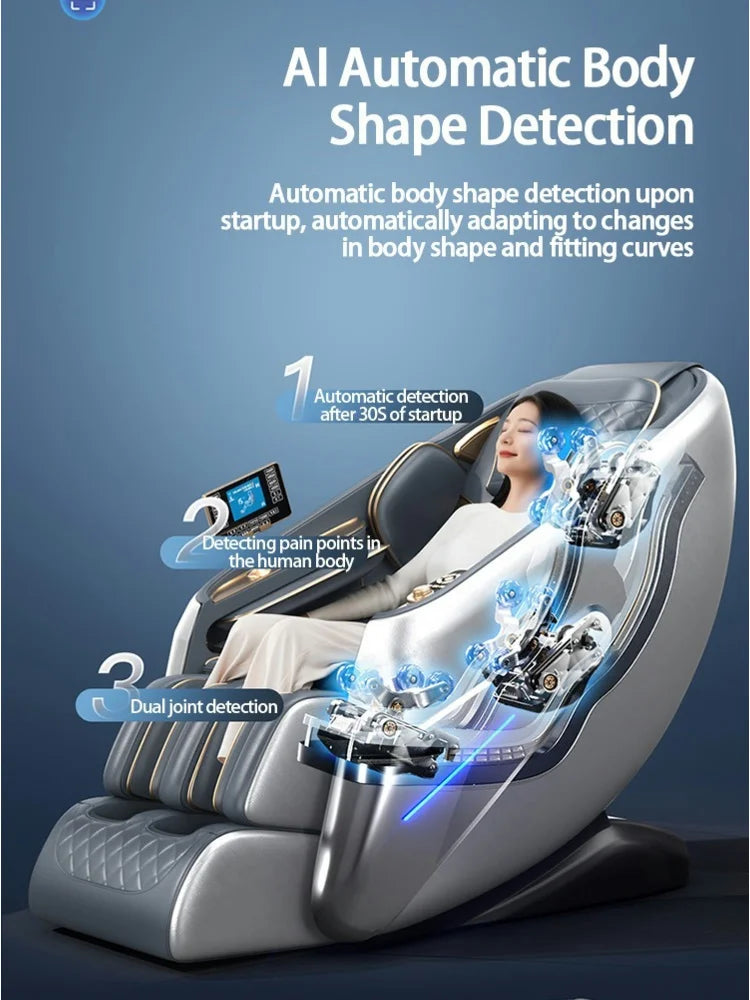 Jinkairui 4D Massage Chair AI Smart Health Care Shiatsu Air Compression Full Body Zero Gravity Leisure Sofa Bluetooth Speaker