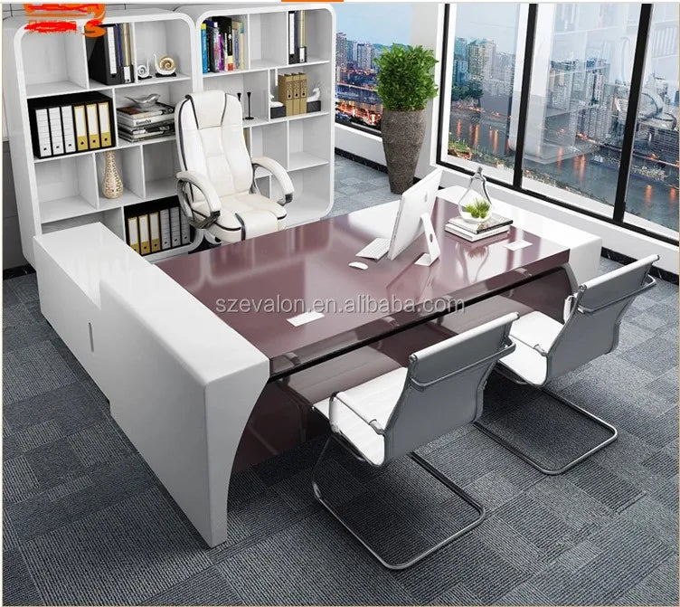 Foshan Wholesale Sale OEM Customized Wood Style Modern Office Furniture Wooden Executive Desk Office Table Design