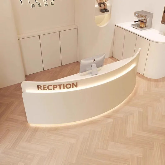 Curve Front Reception Desks Counter Information Mobile Modern Simple Reception Desks Service Bureau Meuble Office Furniture