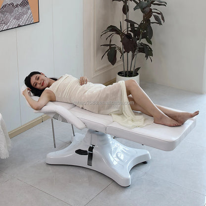 White Massage Tables & Beds Adjustable Hydraulic Beauty Bed