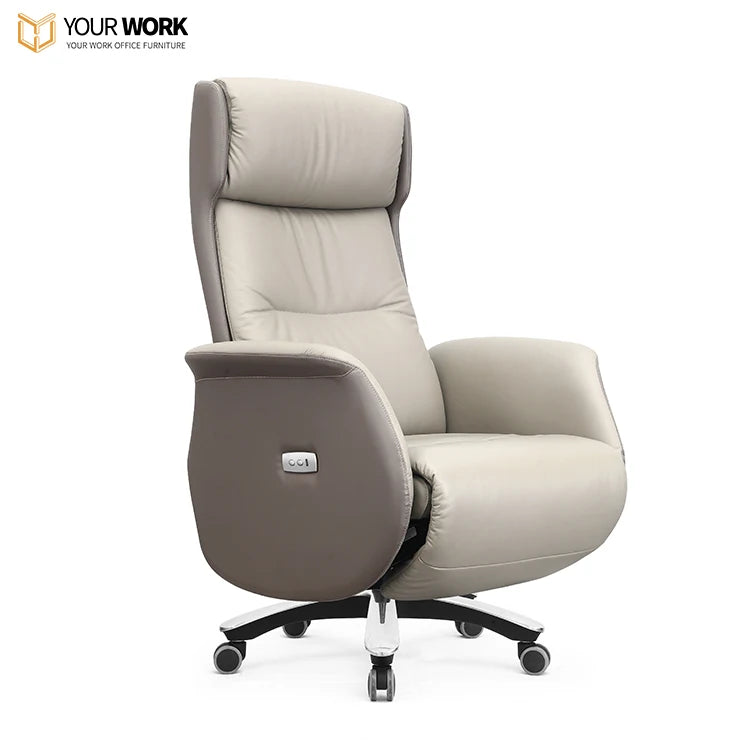 Luxury high back leather with massage executive boss chair electric gear reclining swivel ergonomic office chair