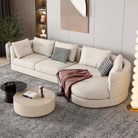 Curved White Nordic Technology Corner Sofa Simple Modern Luxury Designer Adults Living Room L-shaped Lounge Chaise Furniture