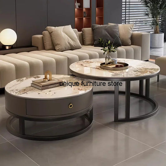 Storage Design Coffee Tables Modern Nordic Luxury Marble Round Coffee Table Living Room Tavolino Da Salotto Home Furniture