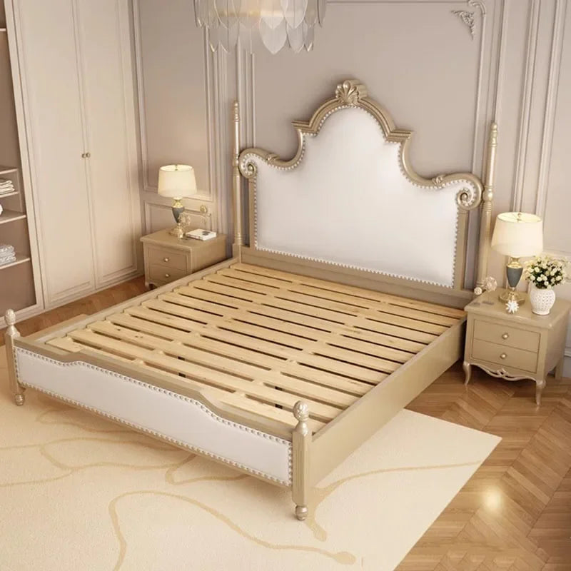 Support Queen Frame Double Bed Modern Nordic Luxury King Size Double Bed Room Princess Cama Matrimonial Bedroom Furniture