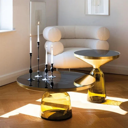 Transparent Table Glass Tea Table Nordic Coffee Tables Round Side Table Living Room Modern Creative Furniture End Tables Decor