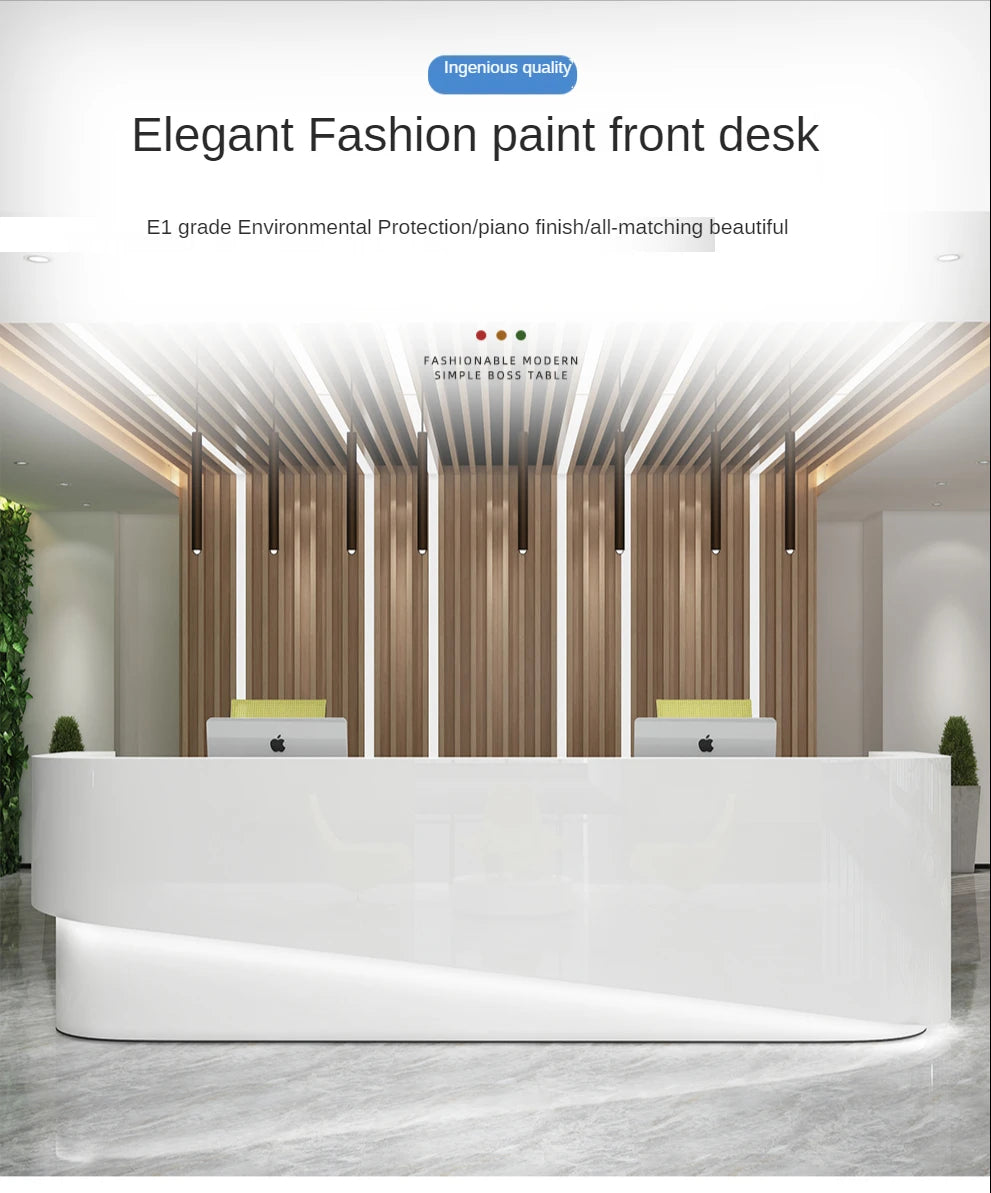 Hotel Front Desk Bar Reception Curved Counter Reception Desk Commercial Office Furniture Beauty Salon White Reception Table