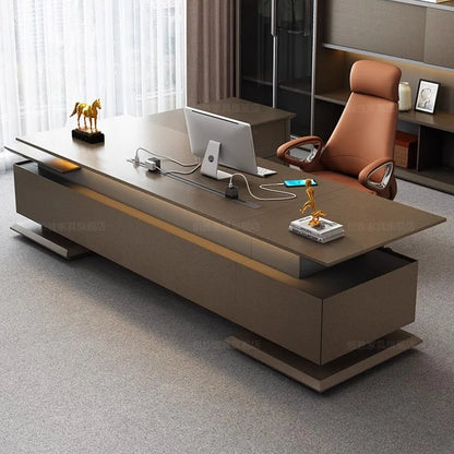 Luxury Drawers Office Desks L Shaped Storage Desktops Executive Organizer Computer Shelf Computer Mesas De Escritorio Furniture