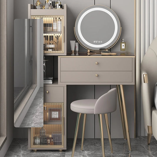 Aesthetic Room Furniture Rattan Bedroom Set Comfortable Drawers Luxury Makeup Minimalist Toilets Schminktisch Vanity Desk Mirror