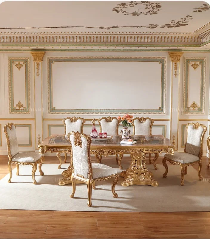 French palace style long dining table and chair combination of classical luxury dining table European restaurant furniture