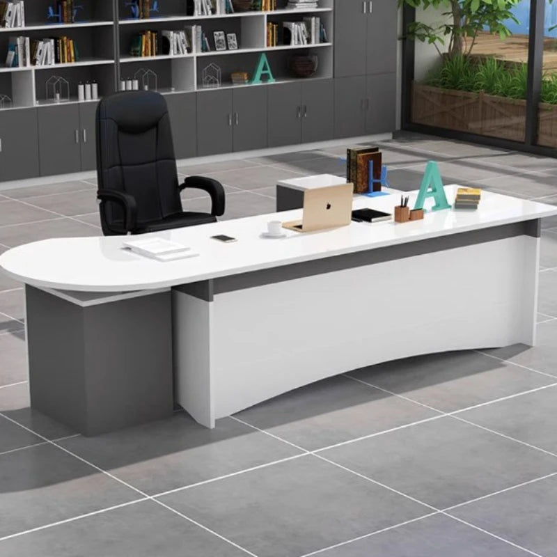 Modern Wide Office Desks Organizer Storage Executive Study Computer Desks White Drawers Escritorio Oficina Office Furniture