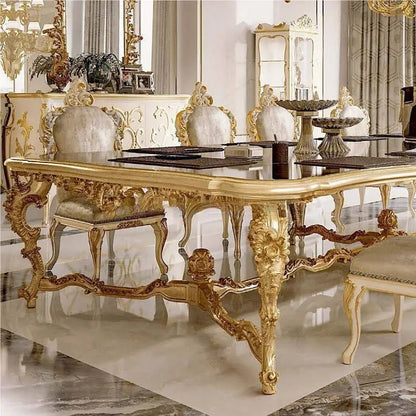 European dining table dining chair solid wood carved French villa palace restaurant dining table and chair custom furniture