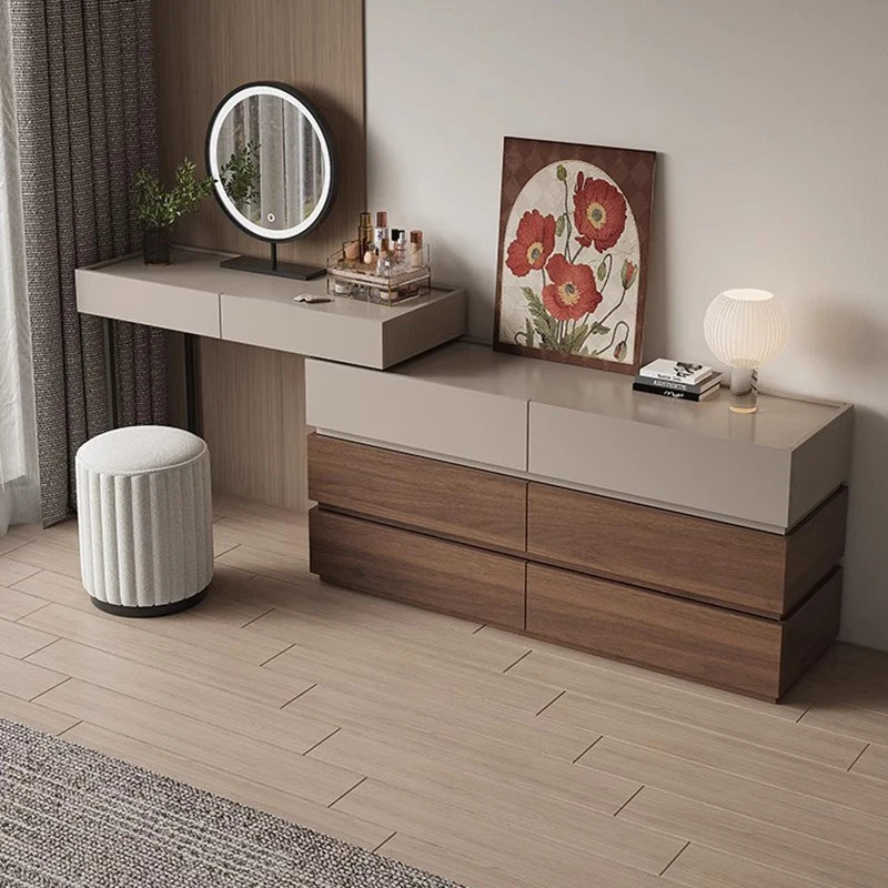 Office Solid Wood Dressers Brown Closet Vanity Chair Cosmetic Table Dressers Luxurious Pentiadeira Feminina Toilet Furniture