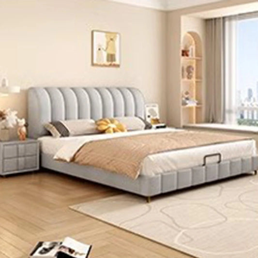 Gray Luxury Kids Double Bed Wood King High End Headboard Frame Double Bed Nordic Sleeping Cama Matrimonio Bedroom Furniture