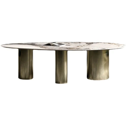 Luxury family dining tables and chairs custom Italian oval luxury SLATE table stainless steel design sense modeling wholesale