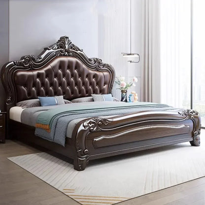 Unique Wood Aesthetic Double Bed King Size Master Modern Bedroom Double Bed Luxury Frame Letto Matrimoniale Home Furniture