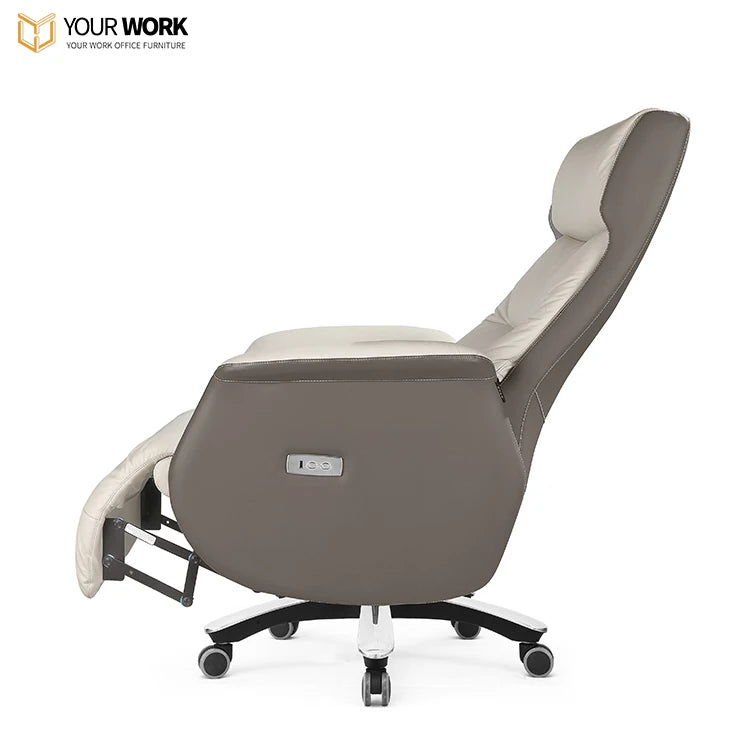 Luxury high back leather with massage executive boss chair electric gear reclining swivel ergonomic office chair