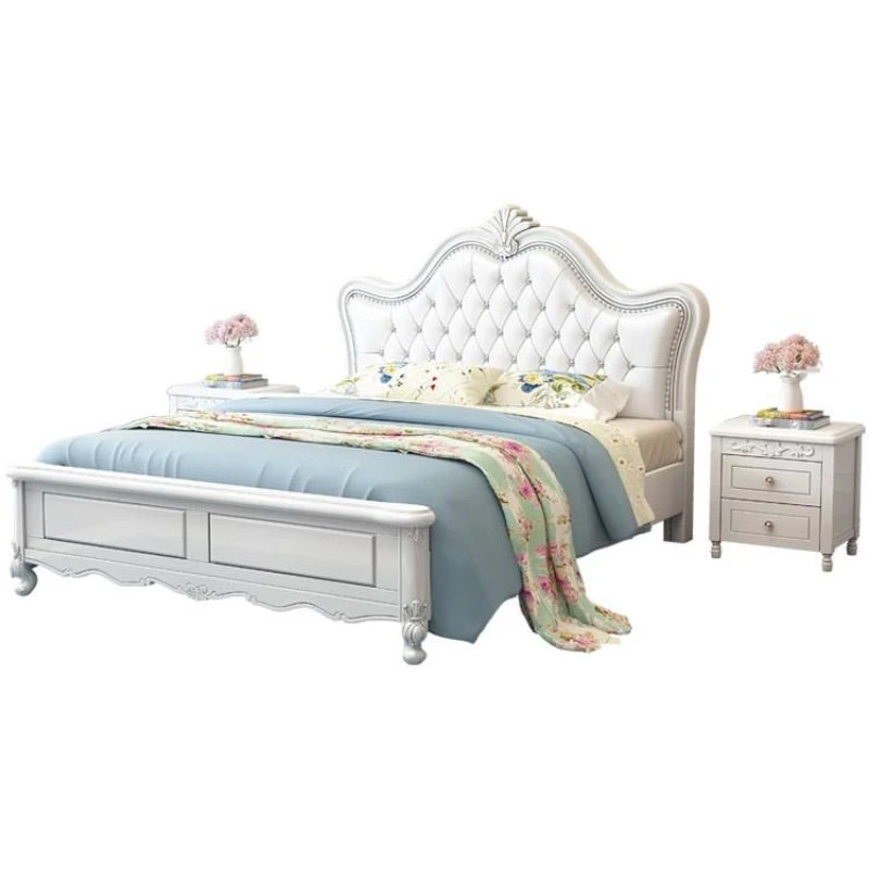 Queen Headboard Double Bed Luxury Nordic Unique Twin Living Room Double Bed Modern White Cama Matrimonial Bedroom Furniture