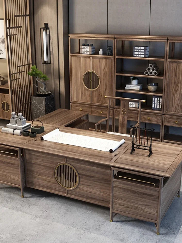 Solid Wood Combination Executive  High-End Boss  Office Boss Desk Furniture home  مكتب عمل خشب  маникюрный стол мебель