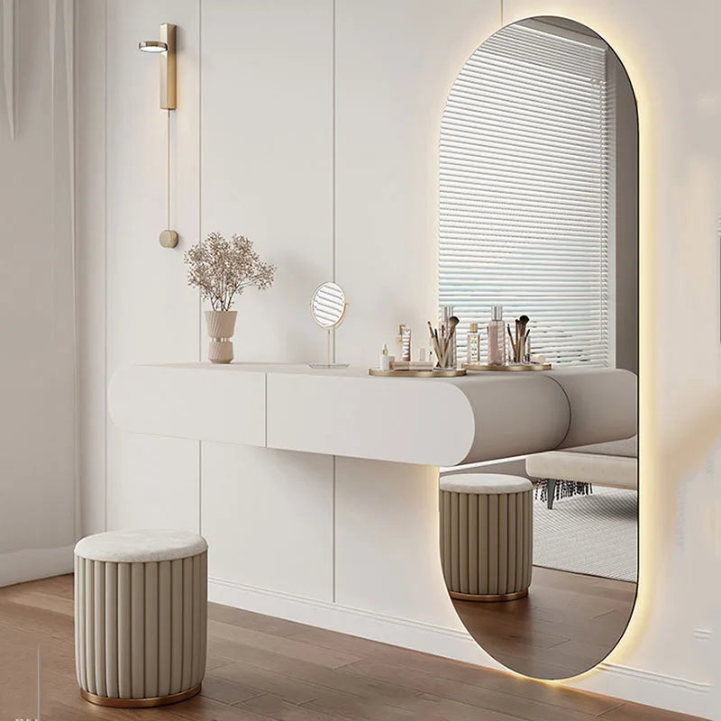 White Mirror Cabinets Makeup Table Living Room Modern Women Organizer Dressing Table Comfortable Salon Vestidores Home Furniture