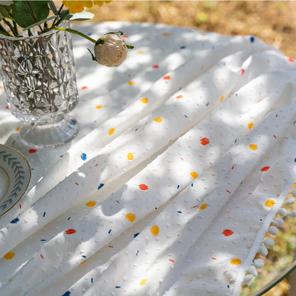 Daisy Tassels Cotton Floral Tablecloth