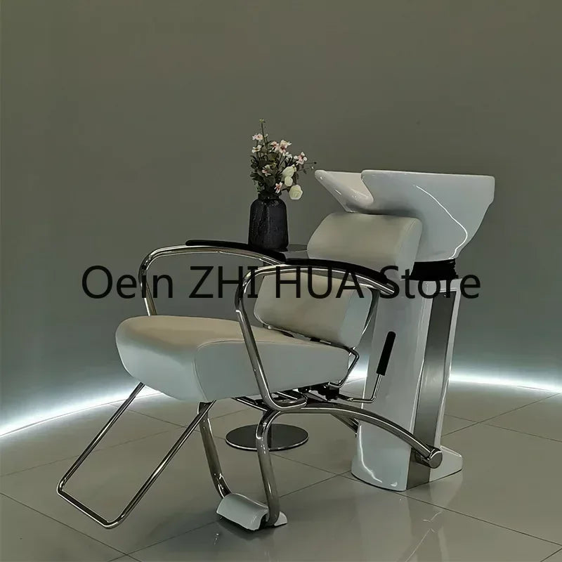 Barber Shop Hair Wash Shampoo Chairs Bed Ergonomics Lounge Hairdressing Shampoo Chairs Beauty Comfort Sillas Furniture QF50SC