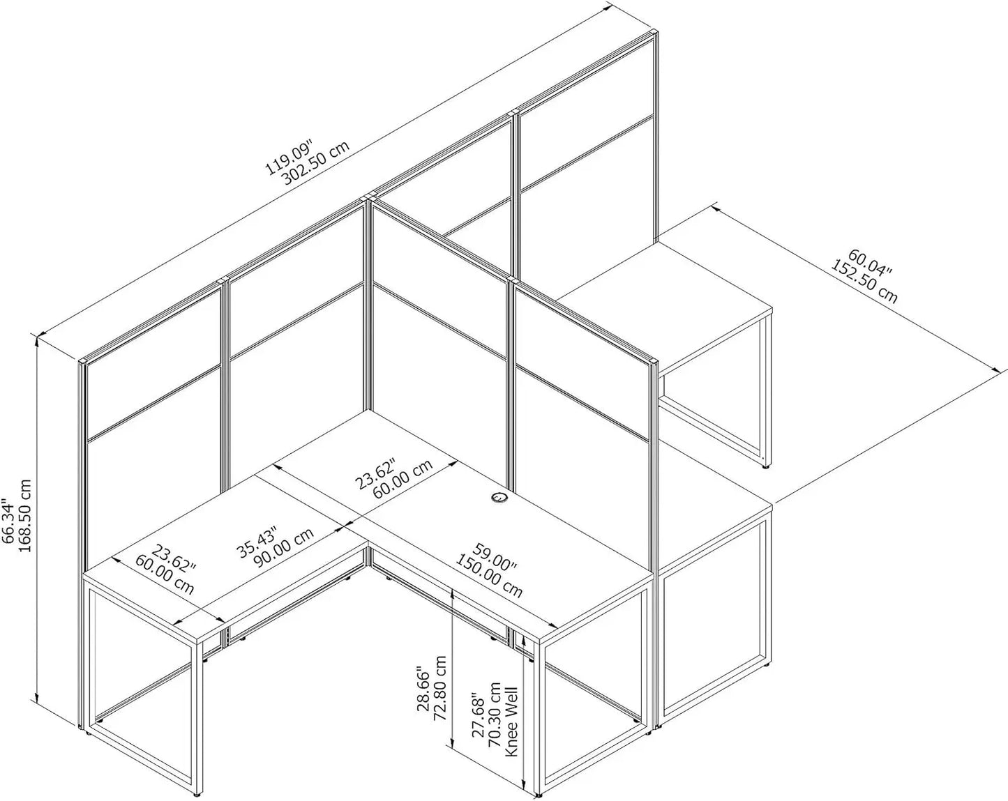 Easy Office 2 Person L Shaped Cubicle Desk Workstation