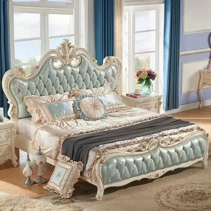 European Headboard Frame Double Bed House King Size Luxury Room Double Bed Princess Modern Letto Matrimoniale Bedroom Furniture