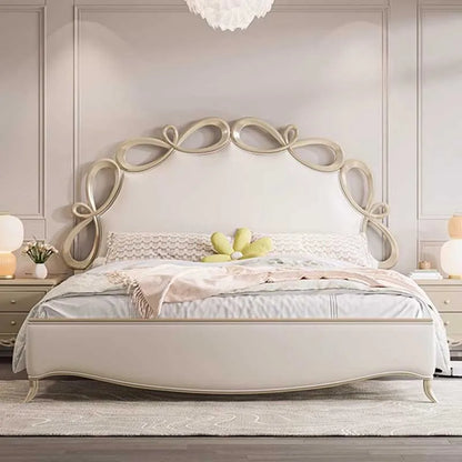 White High End Nordic Double Bed Wood Glamorous Safe Platform King Size Bed Frame Design Sleeping Letto Matrimoniale Furniture