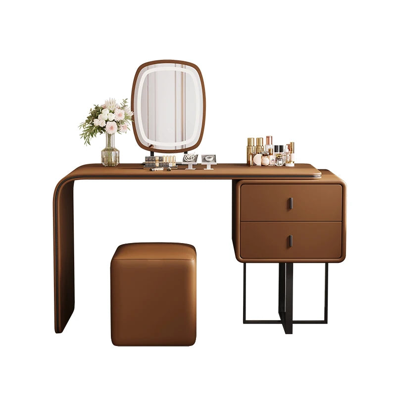 Modern Brown Vanity Table Minimalist Beauty Women Drawer Miniature Room White Home Dressers Luxury Toaletka Living Furniture