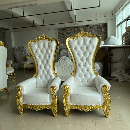 wholesale white wedding wooden throne chair, king and queen throne chairs luxury