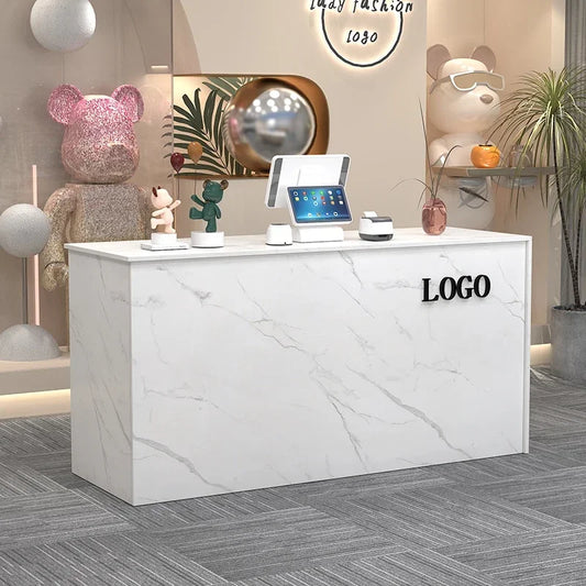 Bar White Reception Desk Front Receptionist Mobile Checkout Hair Salon Counter Register Retail Bureau Office Desk Furniture