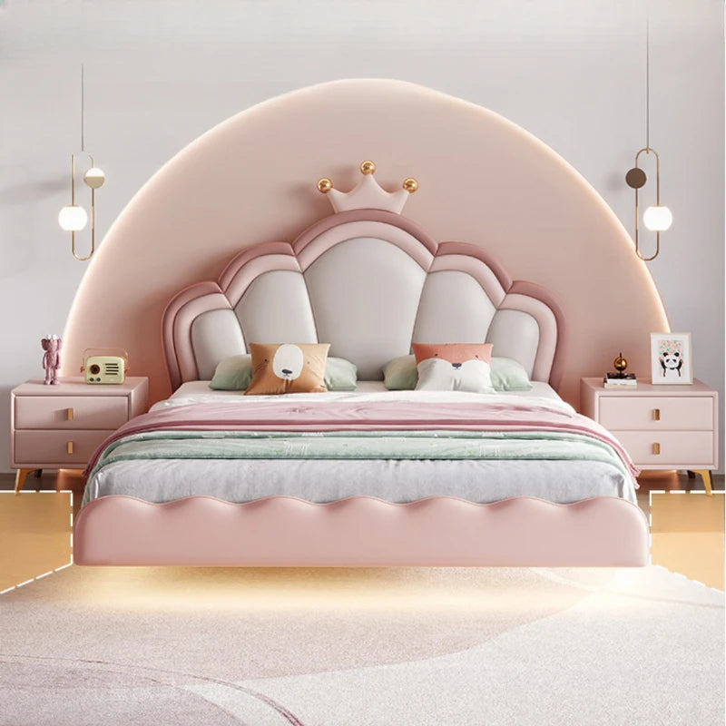 Modern Girls Childrens Bed Luxury Pretty Pink Comferter Bed Princess Loft Camas De Dormitorio Furniture Home