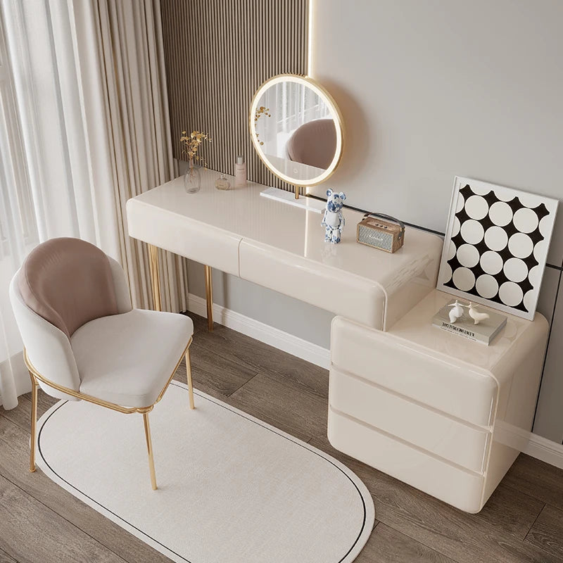 Mirror Luxury Dressing Table Light White Side Drawers Dressing Table Storage Makeup Coiffeuse De Chambre Furniture For Bedroom