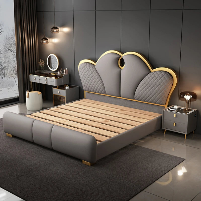 Luxury House Double Bed King Size Modern Nordic Living Room Frame Double Bed Twin Princess Cama Matrimonial Bedroom Furniture