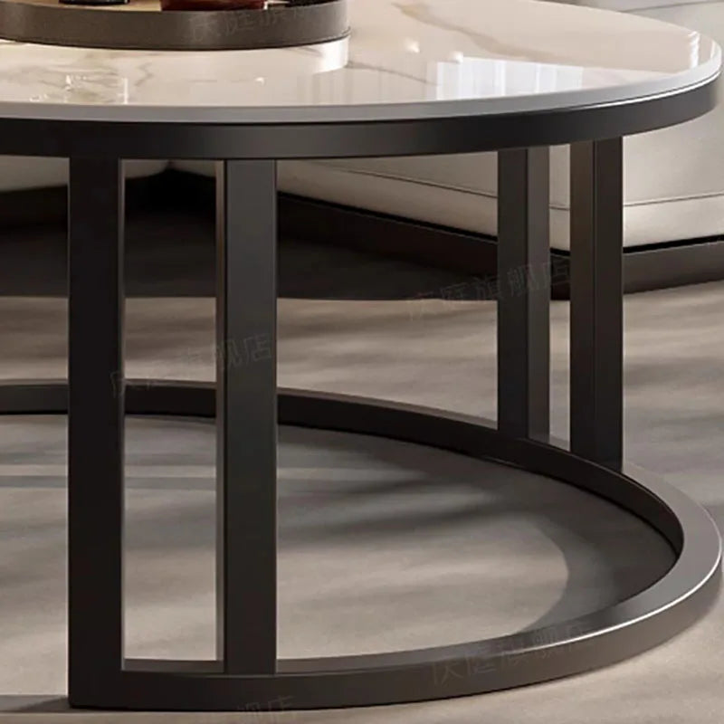 Modern Grey Coffee Tables Living Room Home Space Saving Round Coffee Tables Slate Trendy Couchtisch Decoration Furniture