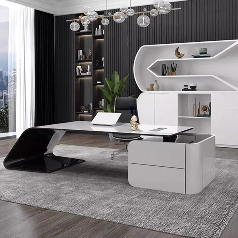 Modern Reception Office Desk Standing L Shaped Boss Executive Computer Desks Storage European Office Furniture