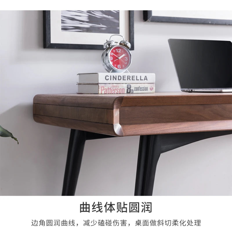 Nordic Simple Solid Wood Office Desk Japanese Writing Drawer Computer Desk Study Designer Workbench Mesa Office Furniture Wall