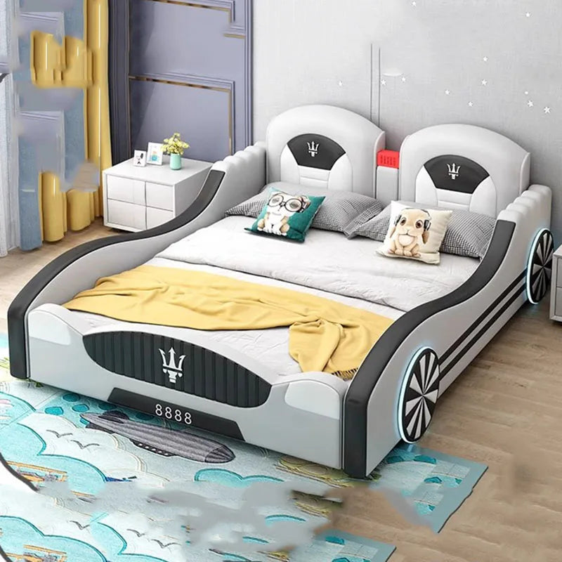 Wood Modern Bed Bases Kids Frames Aesthetic Boys Twin King Car Bed Luxury Children Design Letto Matrimoniale Bedroom Furniture